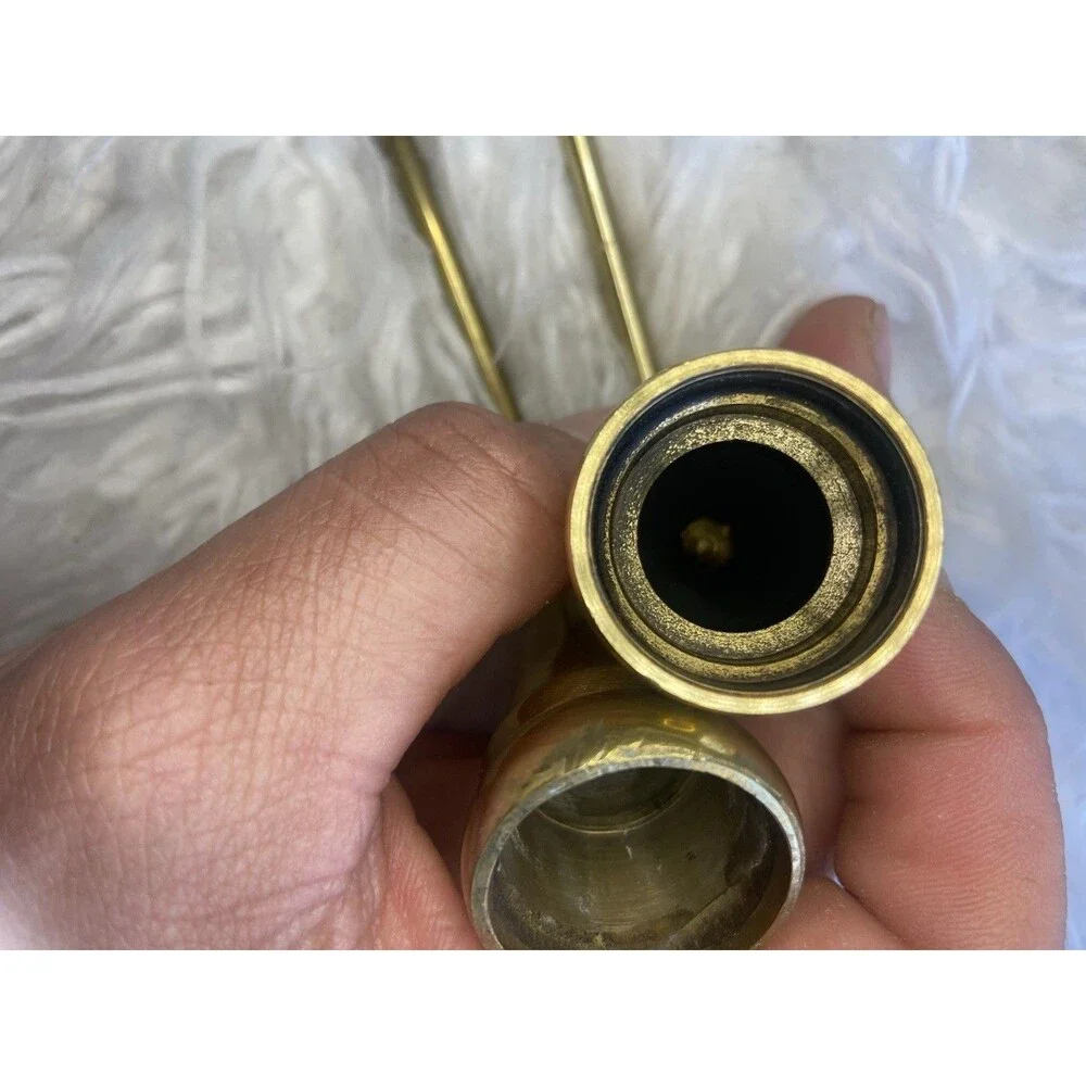 Vintage Solid Brass Hinged Bell Candle Snuffer 10 Inch Set Of 2